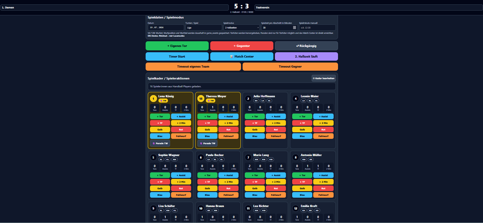 Digitales Handball-Spielprotokoll